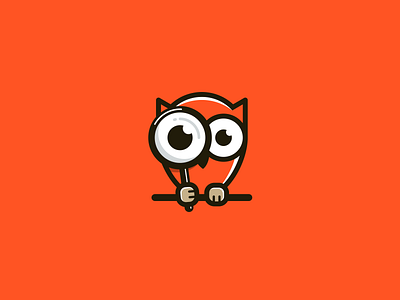 Search Owl bird character find finder friendly illustration investigate knowledge logo magnifier magnifying glass mascot owl search searching smart