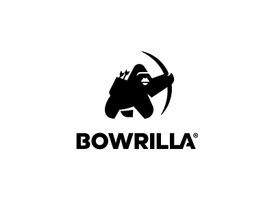 Bowrilla abstract archer archery arrow bow brandmark character fun games gorilla illustration logo mark mascot minimal monkey playful