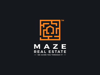 Maze Real Estate agency buy estate house labyrinth logo maze real sell