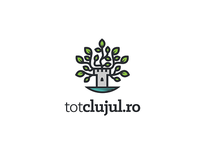 TotClujul.ro castle city green leaves logo tower tree water