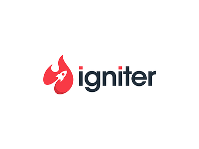 Igniter developer fire flame ignite logo rocket software tech
