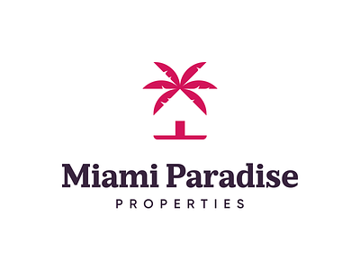 Miami Paradise house logo miami minimal negative space palm tree paradise properties real estate