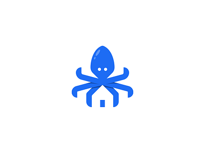 octohouse character home house kraken logo negative space octopus real estate smarthome smarthouse technology