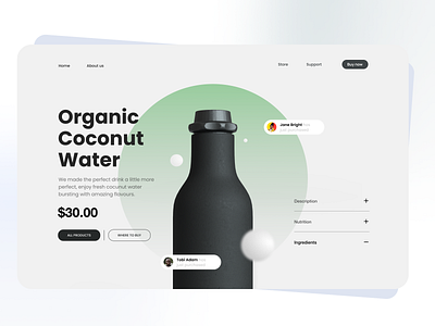 Organic Coconut Water 3d branding graphic design ui