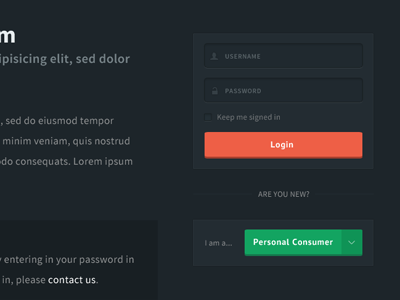Dark form UI dark form login web