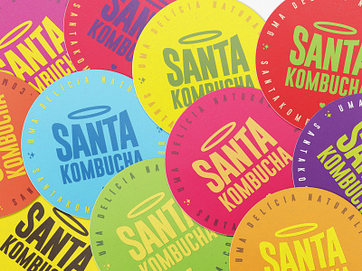 Santa Kombucha Coasters beverage brand identity branding branding company coaster design graphic design identity identity design kombucha kombucha branding logo logo design