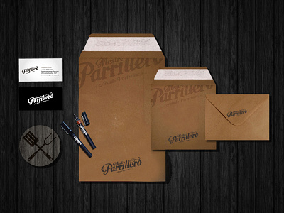 Mestre Parrillero Stationary design envelope food identity logo design restaurant stationary