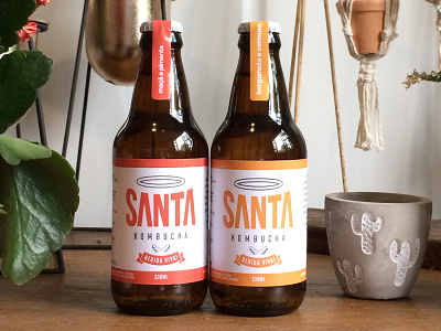 Santa Kombucha Packaging Design bottle branding designer eduardo andrade kombucha label design packaging packaging design santa kombucha