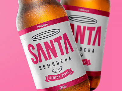 Branding & Packaging Design for Santa Kombucha branding flavour hibiscus kombucha label label design logo design packaging packaging design packaging for kombucha pink santa kombucha