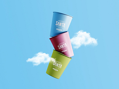 Santa Kombucha Paper Cups brand identity branding clouds colors cups identity design kombucha natural paper cup probiotic santa kombucha tea