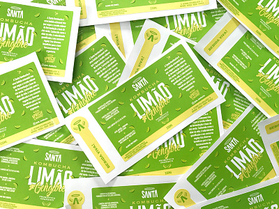 New Label / Packaging Design for Kombucha branding drink fresh ginger green kombucha kombucha packaging label lemon lime organic packaging packaging design