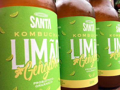 Packaging Design for Kombucha Lemon & Ginger bottle design de embalagem drink fresh ginger healthy kombucha label lemon organic package design packaging packaging design probiotic tea