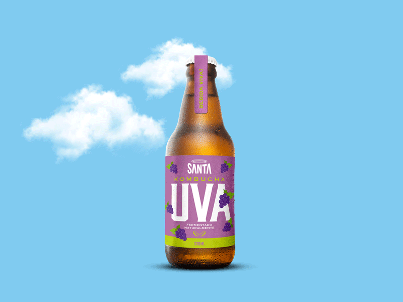 Motion graphic in progress art branding cloud eduardo andrade graphic design graphics identidade visual identity kombucha logo design motion motion design packaging santa kombucha sky