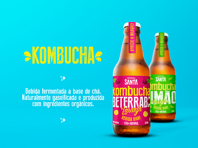 Branding and Packaging for Santa Kombucha bottle bottle design branding craft fresh health kombucha kombucha design label design packaging product branding santa kombucha