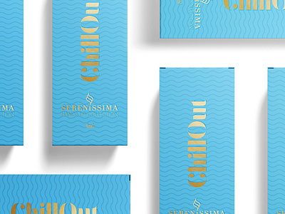 Packaging design for ChillOut by Sereníssima beauty blue branding chill cosmetic foil stamp gold lifestyle nail polish packaging packaging design