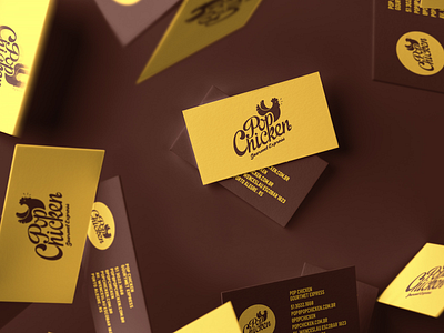 PopChicken Business Cards Design brand design agency branding business card chicken fast food graphic design identity design restaurant restaurant branding
