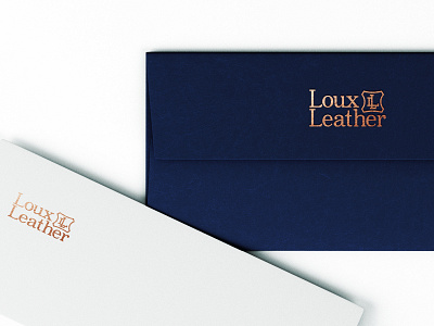 Stationery design for LouxLeather blue brand agency brand development brand identity branding business copper corporate envelope foil logo design logotype monogram