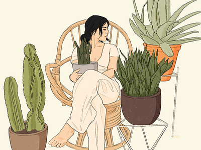 Plantlady | Woman sitting between plants