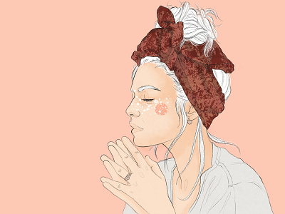 Illustration of a young woman made with Adobe Fresco