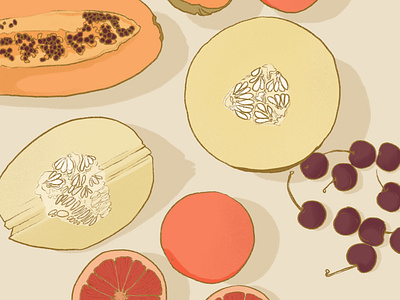 Fruits on table | food illustration portfolio piece