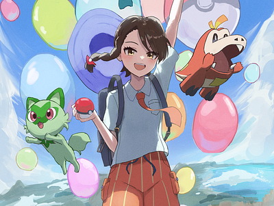 Pokémon Scarlet and Violet Main Character Juliana illustraion pokemon