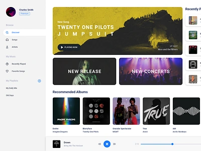 Music dashboard app deezer design itunes music music app music player online streaming spotify tidal ui ux wirave