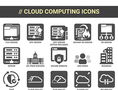 cloud computing icons design flat icon illustration minimal vector