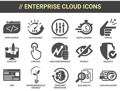 enterprise cloud icons design flat icon illustration minimal vector