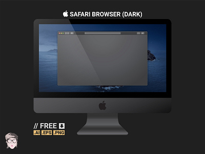 mac safari browser .ai .eps .png 2020 apple browser dark mode dark theme design illustration minimal mockup safari ui ux vector web