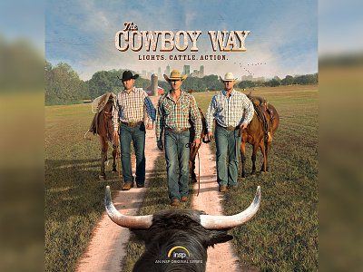 Cwa Dribbble cattle cowboys insp keyart photomanipulation photoshop
