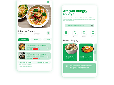 Food delivery with local wisdom app branding design illustration minimal ui vector