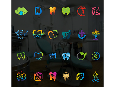 medical dental welness yoga app dental design icon logo minimal wellness yoga