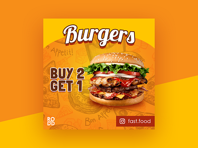 Fast Food Social Media Concept burger orange