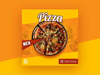 Fast Food Social Media Concept orange pizza