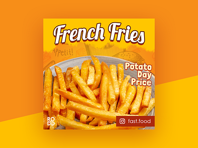Fast Food Social Media Concept frenchfries orange