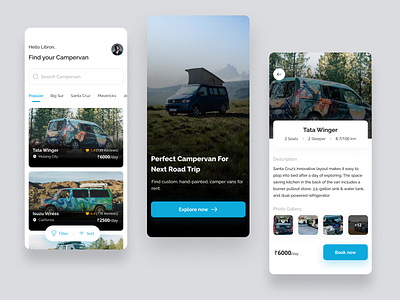 Campervan Booking App app design ui