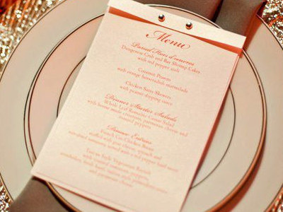 Tangerine Brad Menu Card dinner party menu place setting wedding