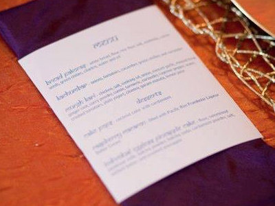 Wrap Around Menu dinner party menu place setting wedding