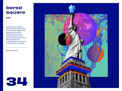 Liberated | Square No. 34 america bored collage design digital graphic liberty new york procreate statue