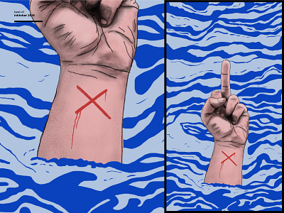 Best of Inktober 2019 - Treasure art series artwork digital illustration hand illustration inktober middle finger procreate sea waves