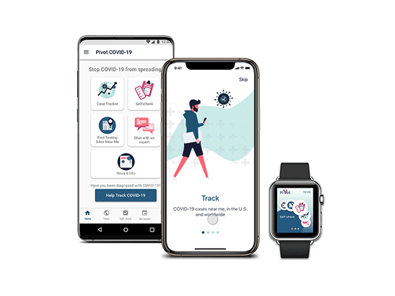 Pivot Covid-19 App - iOS, Android and WatchOS 7 adobe illustrator adobe photoshop app branding coronavirus covid19 covid19app design flinto illustration mobile app mobileappdesign onboarding onboarding illustration onboarding screens sketchapp ui uidesign uxui