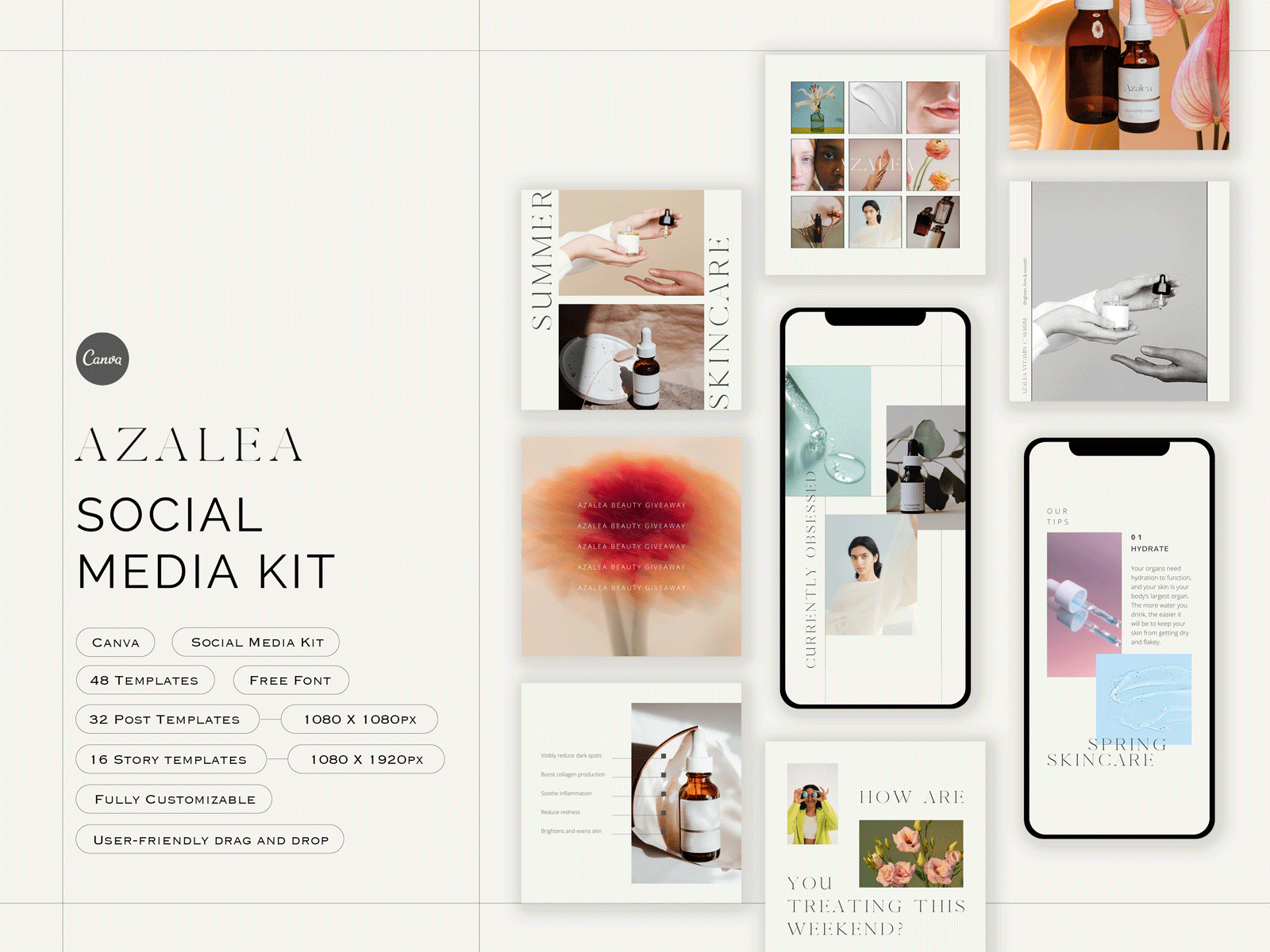 AZALEA social media kit by Canva branding canva canva template customizable graphic design instagram instagram template social media social media kit template user engagement visual design