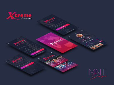 Xtreme Fitness android app concept custom design dark ui design exercise fitness app gym app health interface sports training ui ux workout xtreme
