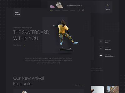Skateboard Landing Page Exploration design e commerce hero homepage landing page online shop skate skateboard ui ui ux ui mobile uidesign website