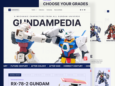 Gundampedia - Gunpla Landingpage action figure bold clean design gundam gunpla homepage japan landing page mecha robot toy ui ui ux uidesign web design website