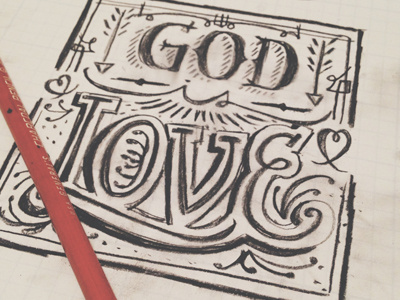God Is Love charcoal christian god handmade type illustration love typography