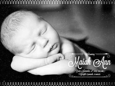 Birth Announcement announcement baby birth black and white photo