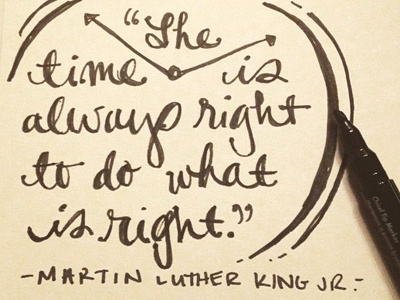 Martin Luther King, Jr. quote clock handmade type illustration marting luther king jr mlk quote time typography