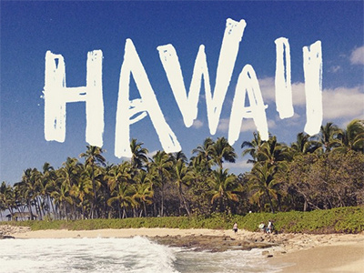Hawaii beach handmade type hawaii illustration island palm trees photography typography waves