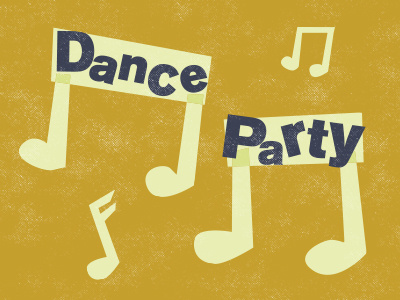 Dance Party dance illustration midcentury music notes party